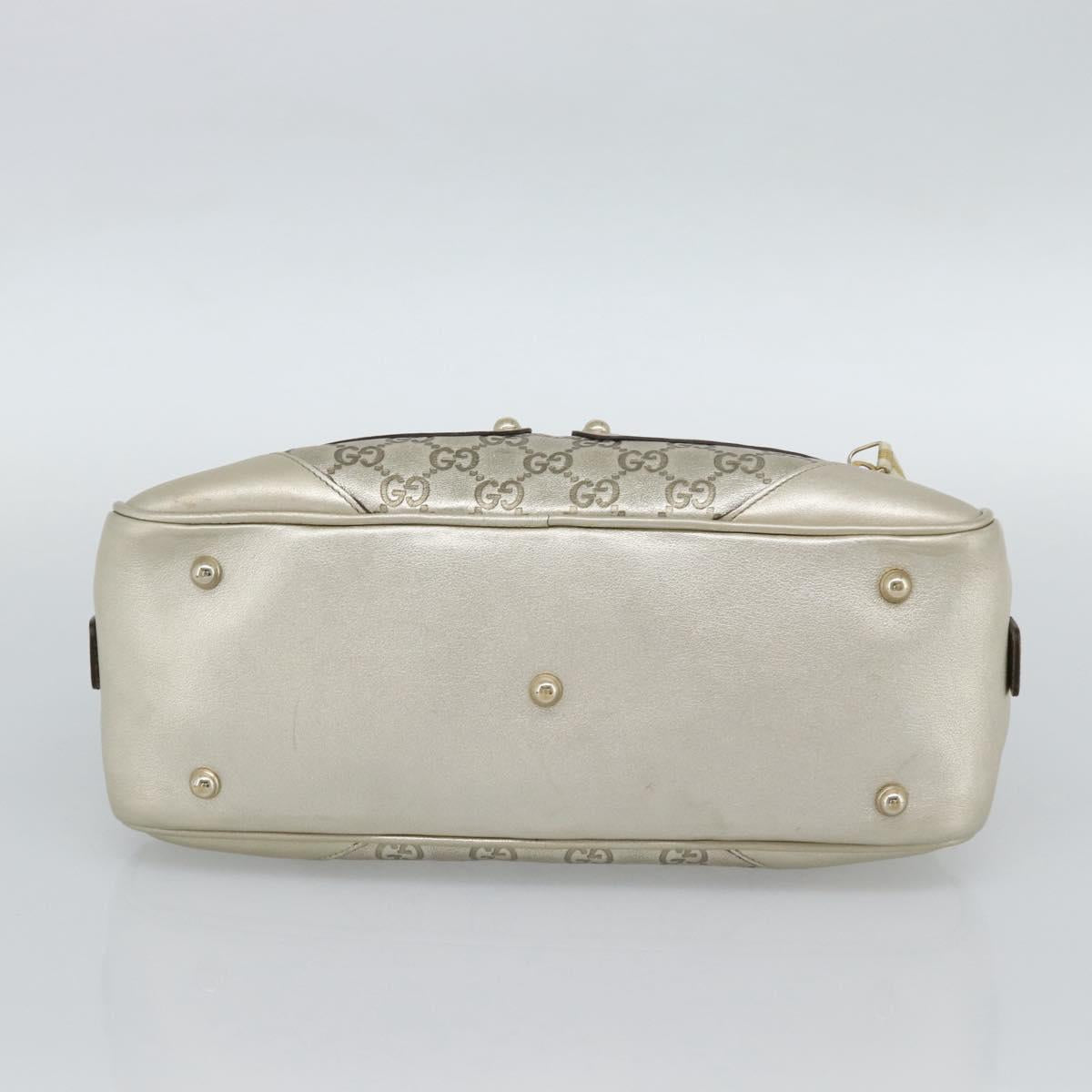 GUCCI GG Canvas Guccissima Shoulder Bag Leather Gold 152462 Auth 189052V