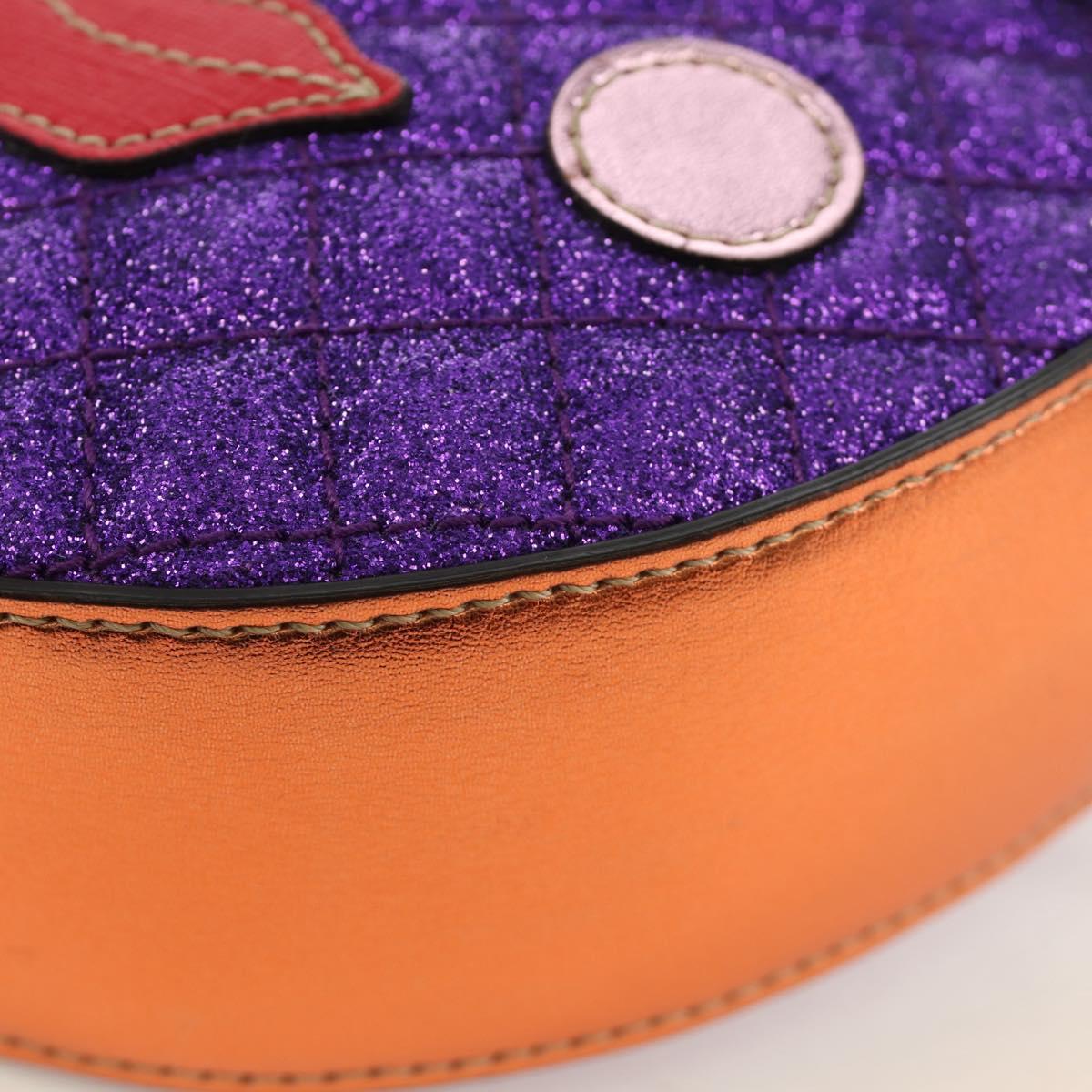 GUCCI Children's Pineapple Shoulder Bag Leather Purple Silver Auth 189054SAM