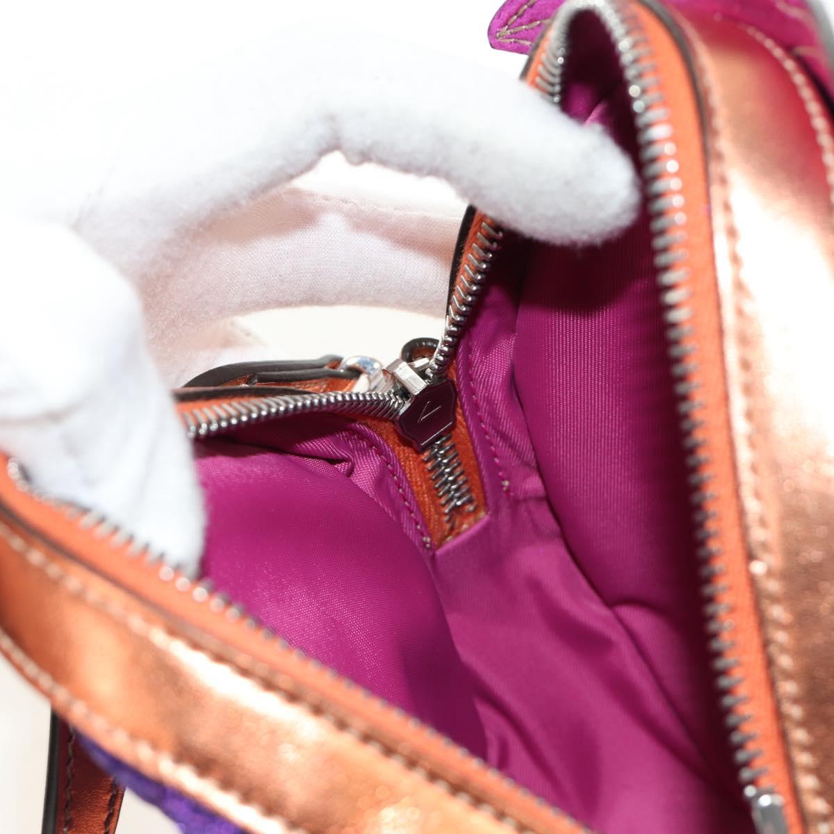 GUCCI Children's Pineapple Shoulder Bag Leather Purple Silver Auth 189054SAM