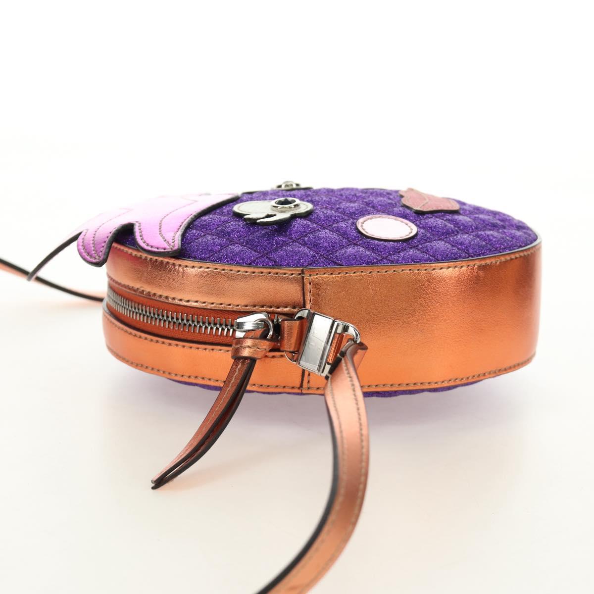 GUCCI Children's Pineapple Shoulder Bag Leather Purple Silver Auth 189054SAM