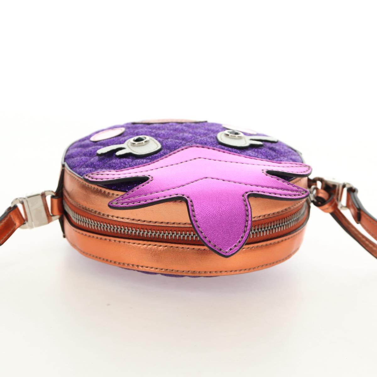 GUCCI Children's Pineapple Shoulder Bag Leather Purple Silver Auth 189054SAM