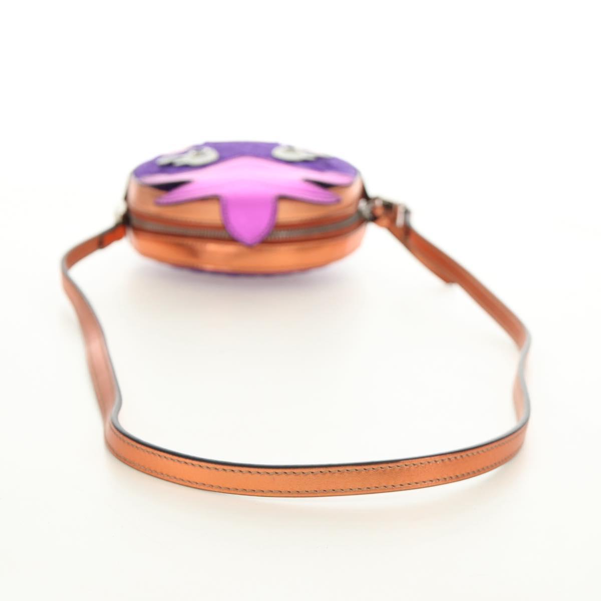 GUCCI Children's Pineapple Shoulder Bag Leather Purple Silver Auth 189054SAM