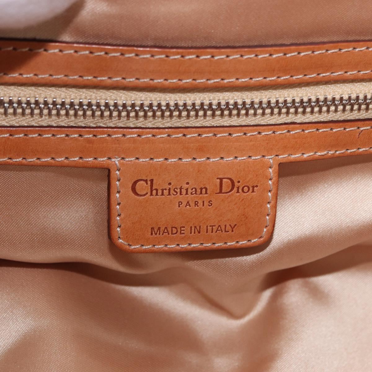 Christian Dior Trotter Canvas Romantic Chain Bag PVC Brown Silver Auth 189056