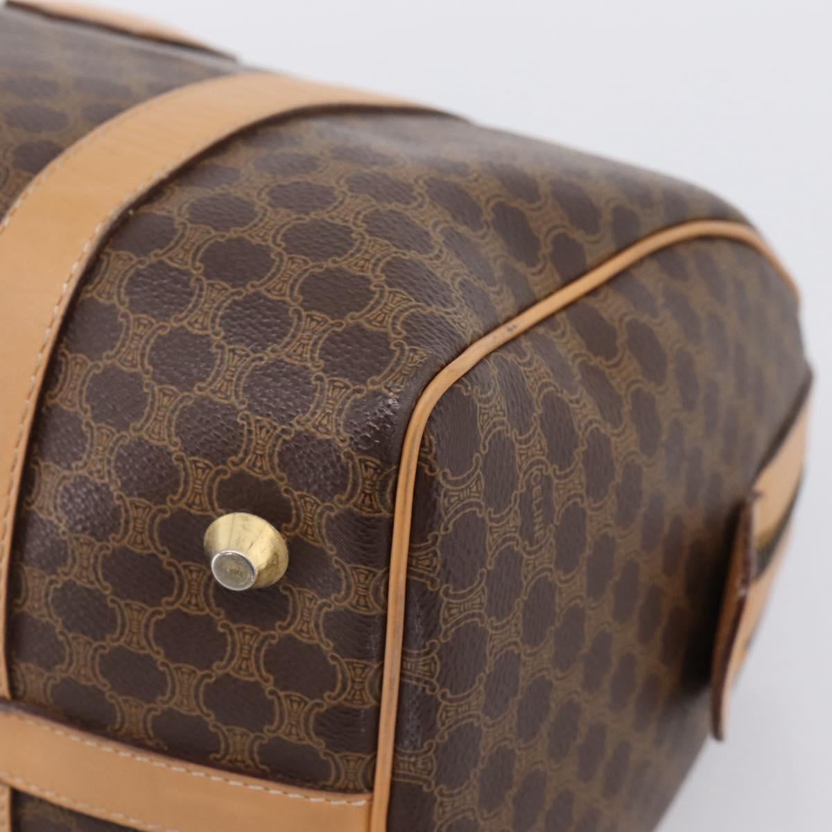 CELINE Macadam Canvas Boston Bag PVC Leather 2way Brown Gold Auth 189058