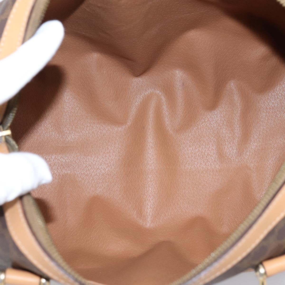 CELINE Macadam Canvas Boston Bag PVC Leather 2way Brown Gold Auth 189058
