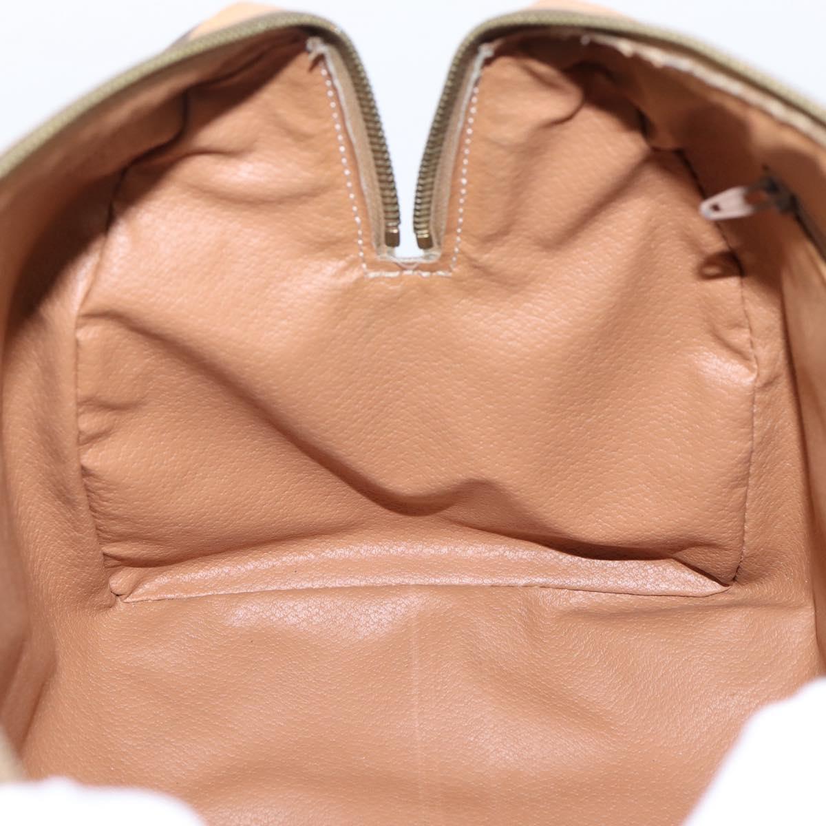 CELINE Macadam Canvas Boston Bag PVC Leather 2way Brown Gold Auth 189058