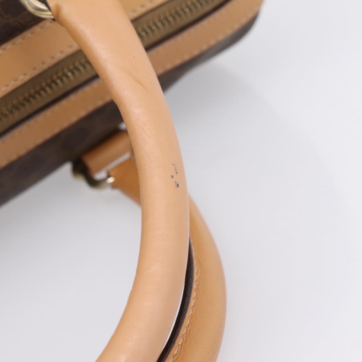 CELINE Macadam Canvas Boston Bag PVC Leather 2way Brown Gold Auth 189058