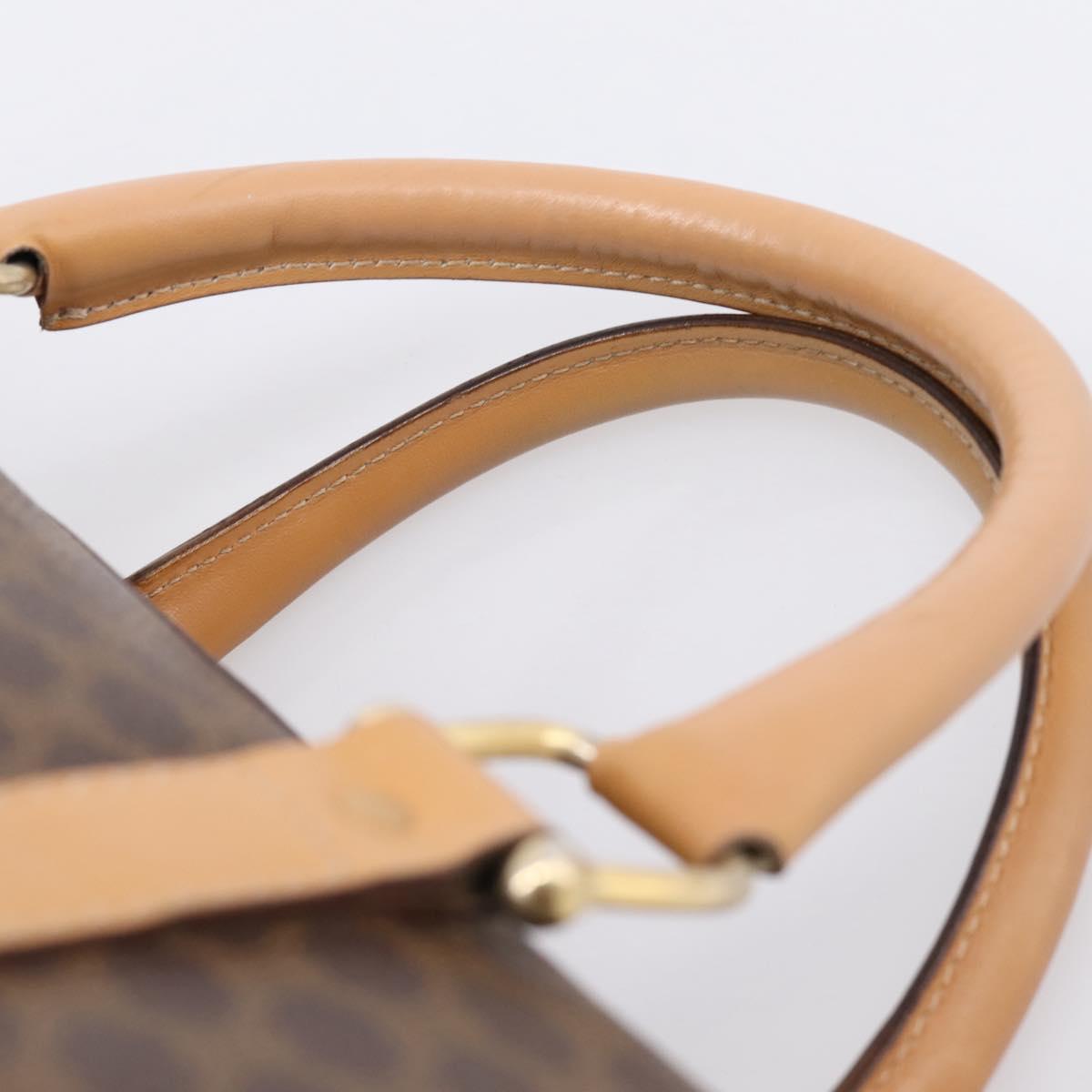 CELINE Macadam Canvas Boston Bag PVC Leather 2way Brown Gold Auth 189058