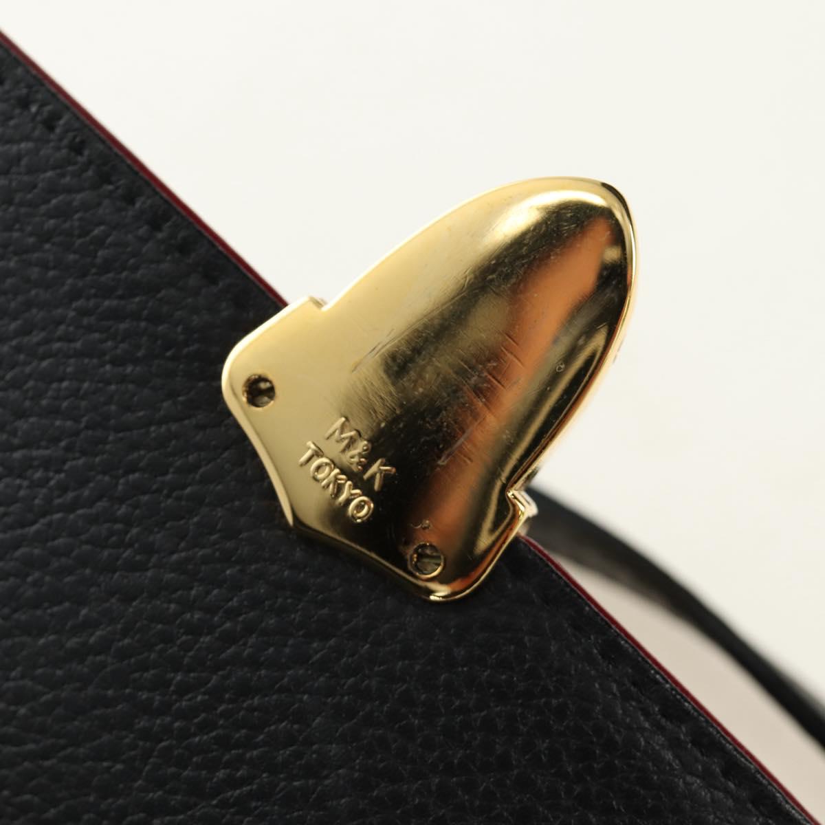SAINT LAURENT Hand Bag Leather 2way Black Gold Auth 189059A