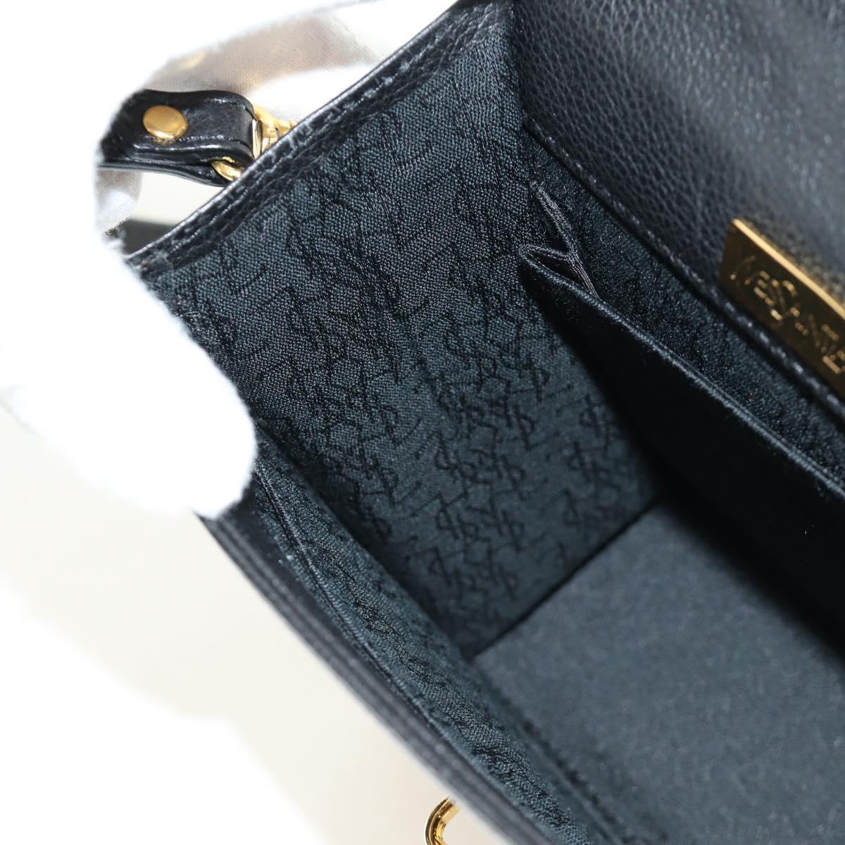 SAINT LAURENT Hand Bag Leather 2way Black Gold Auth 189059A