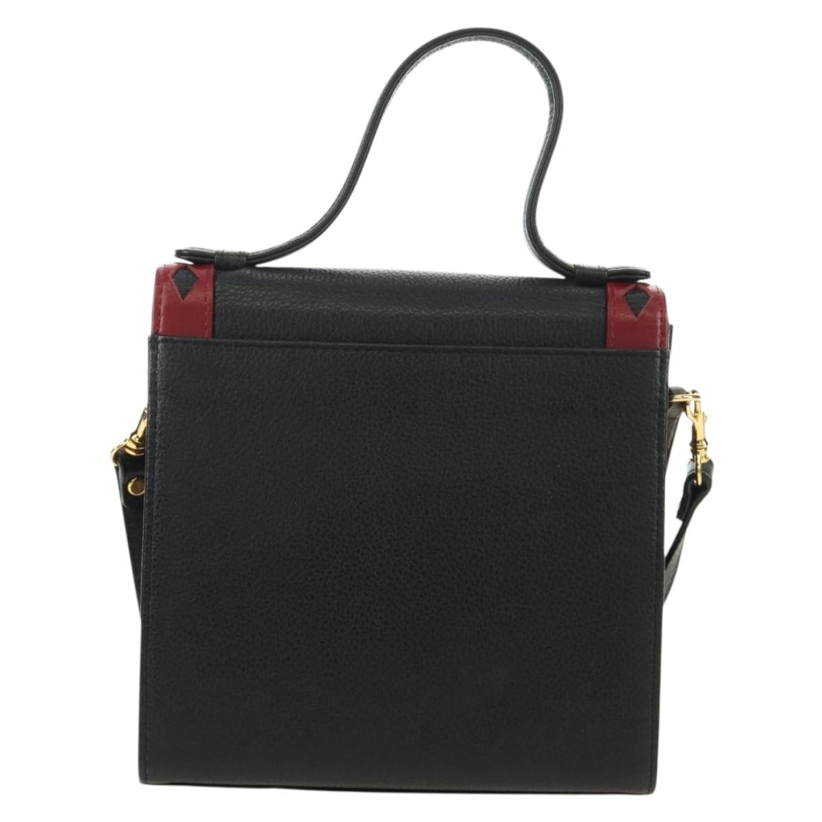 SAINT LAURENT Hand Bag Leather 2way Black Gold Auth 189059A