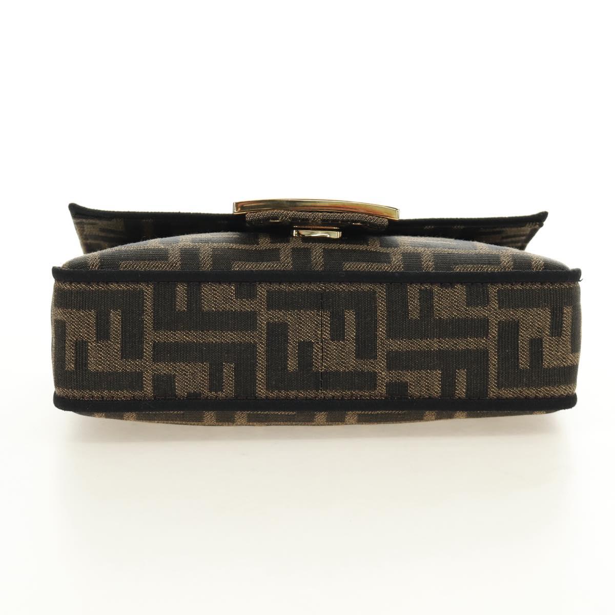 FENDI Chain Zucca Canvas Mamma Baguette Bag 2way Brown Black Auth 189061SV