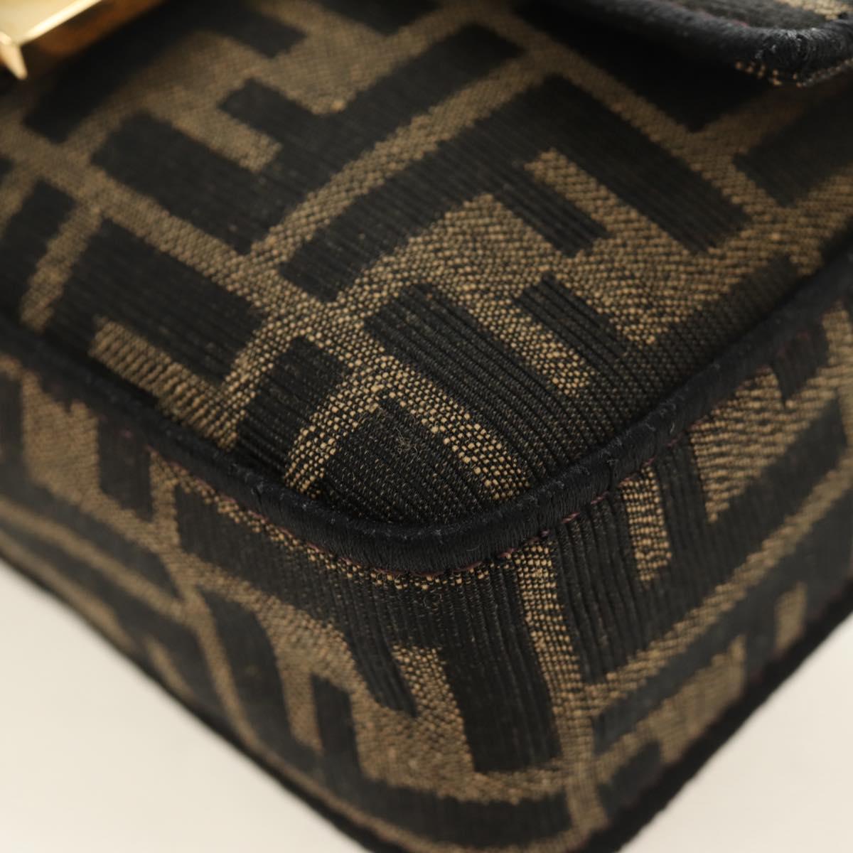 FENDI Chain Zucca Canvas Mamma Baguette Bag 2way Brown Black Auth 189061SV