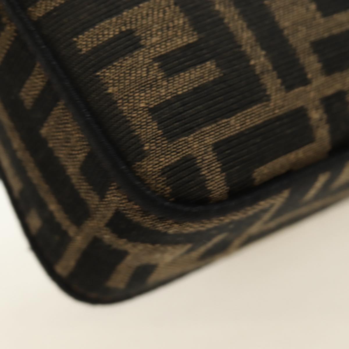FENDI Chain Zucca Canvas Mamma Baguette Bag 2way Brown Black Auth 189061SV