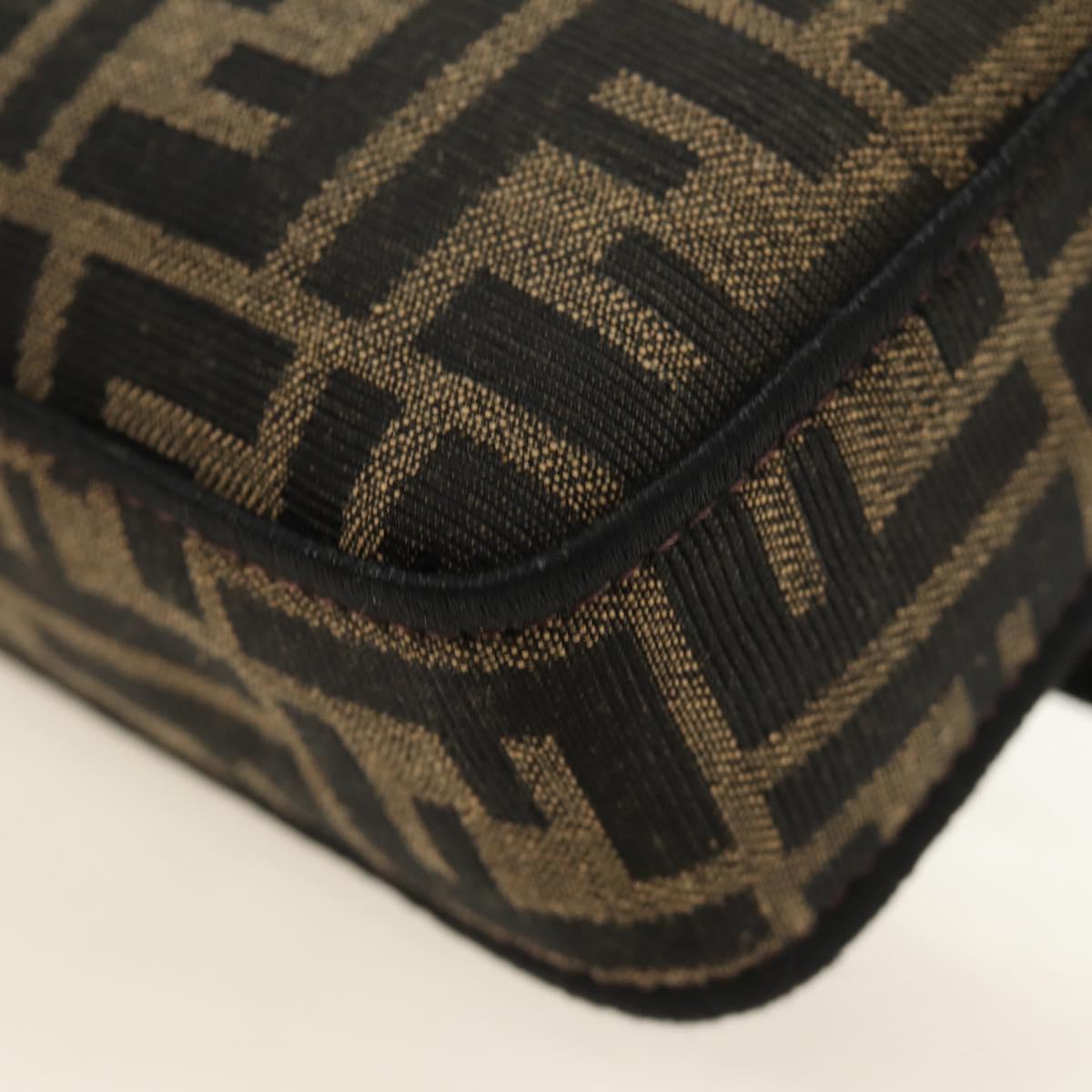 FENDI Chain Zucca Canvas Mamma Baguette Bag 2way Brown Black Auth 189061SV