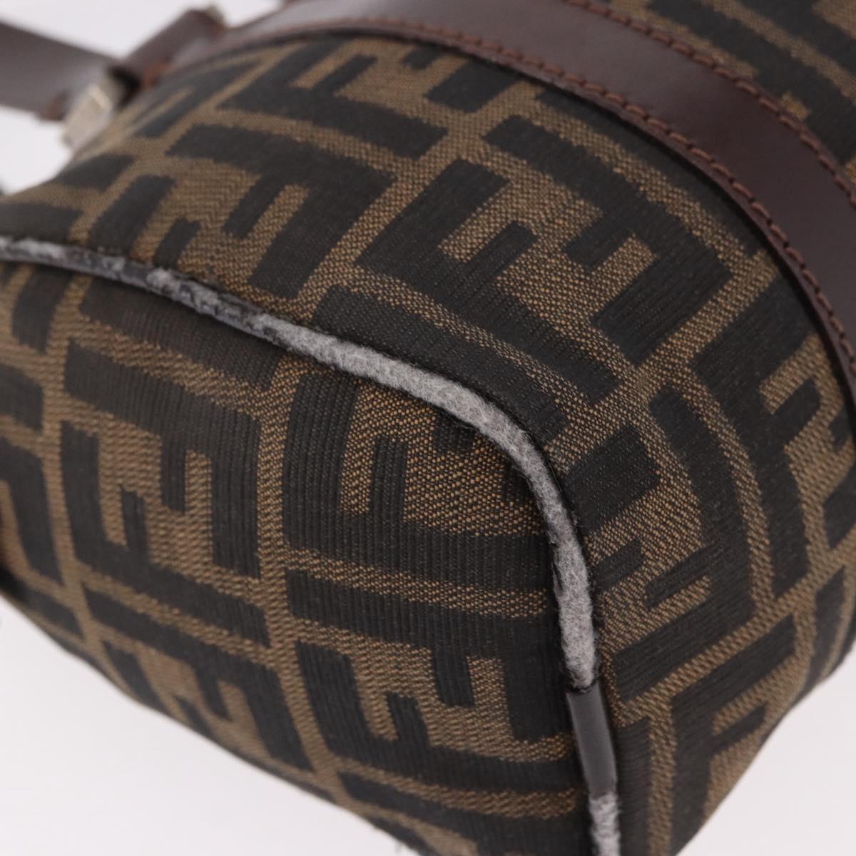FENDI Zucca Canvas Hand Bag Black Brown Auth 189065