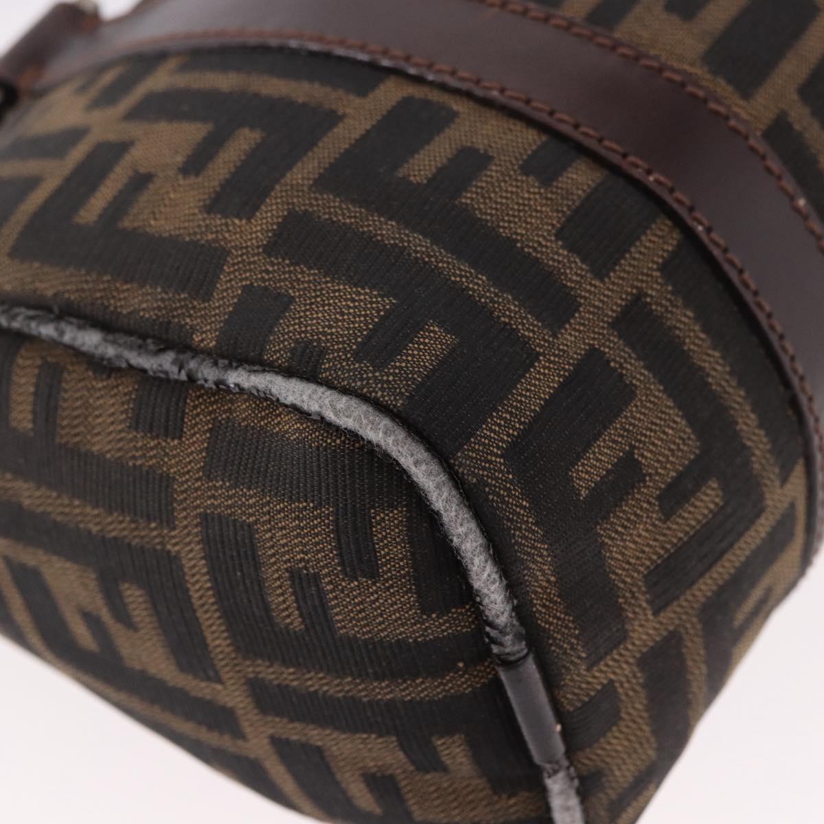 FENDI Zucca Canvas Hand Bag Black Brown Auth 189065