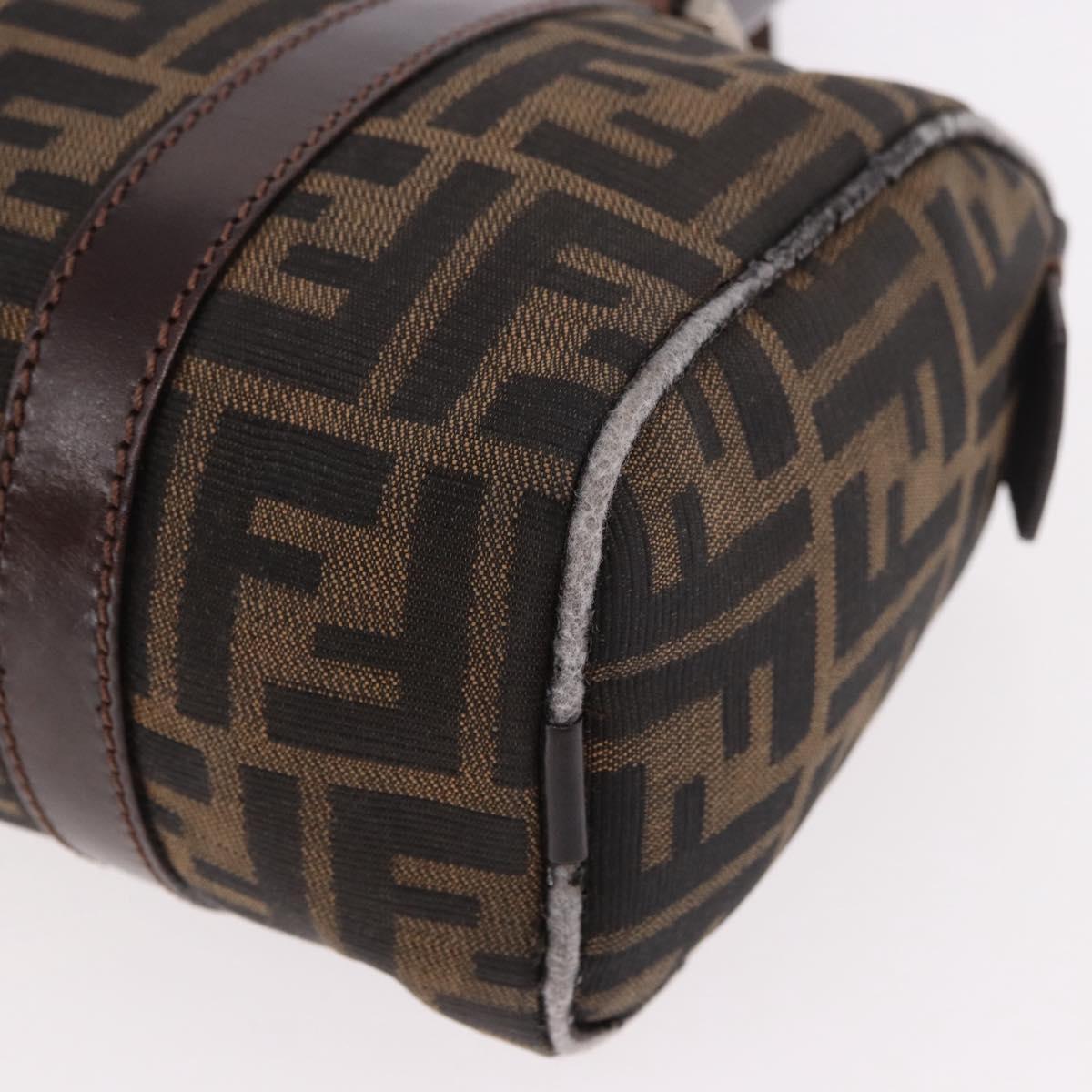 FENDI Zucca Canvas Hand Bag Black Brown Auth 189065