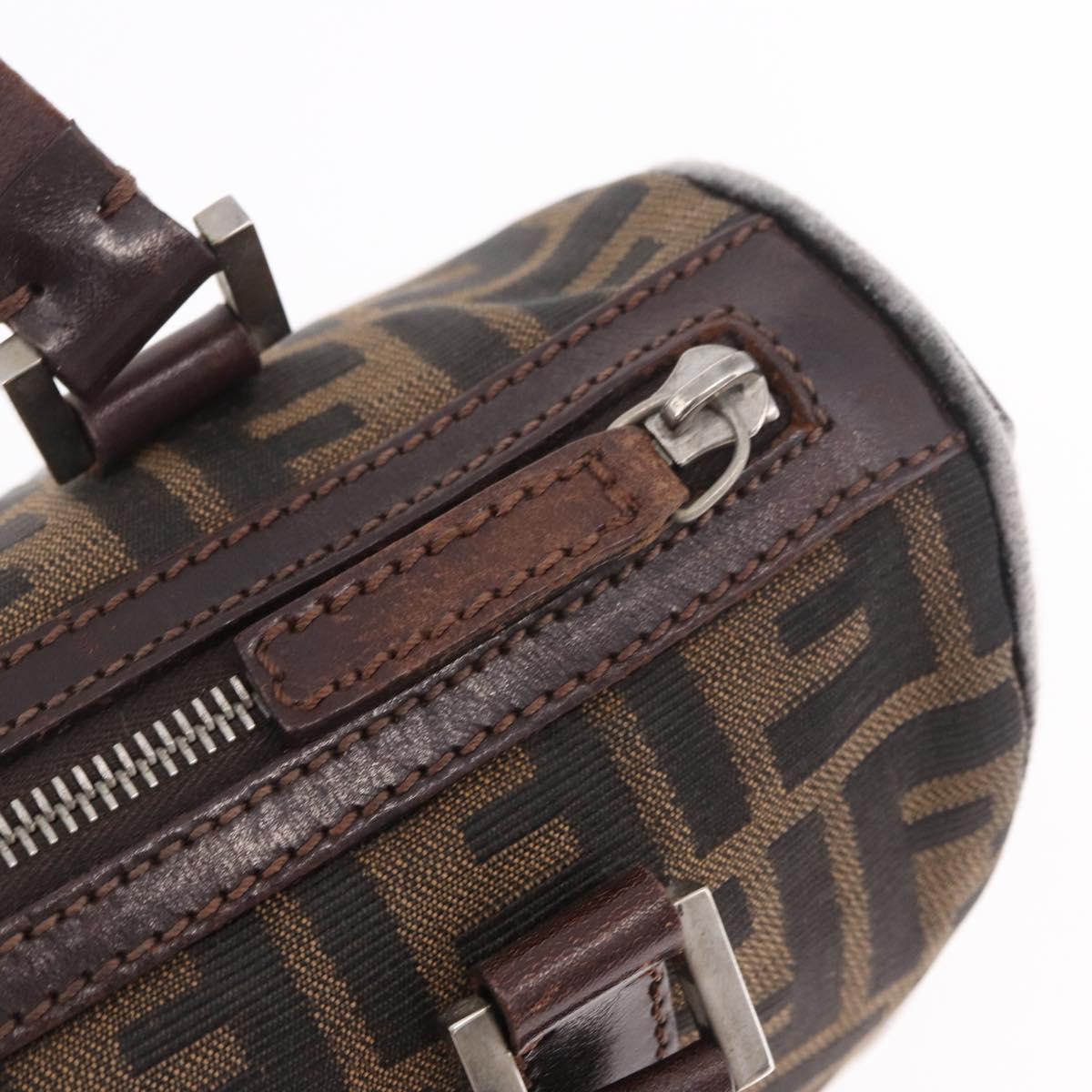 FENDI Zucca Canvas Hand Bag Black Brown Auth 189065