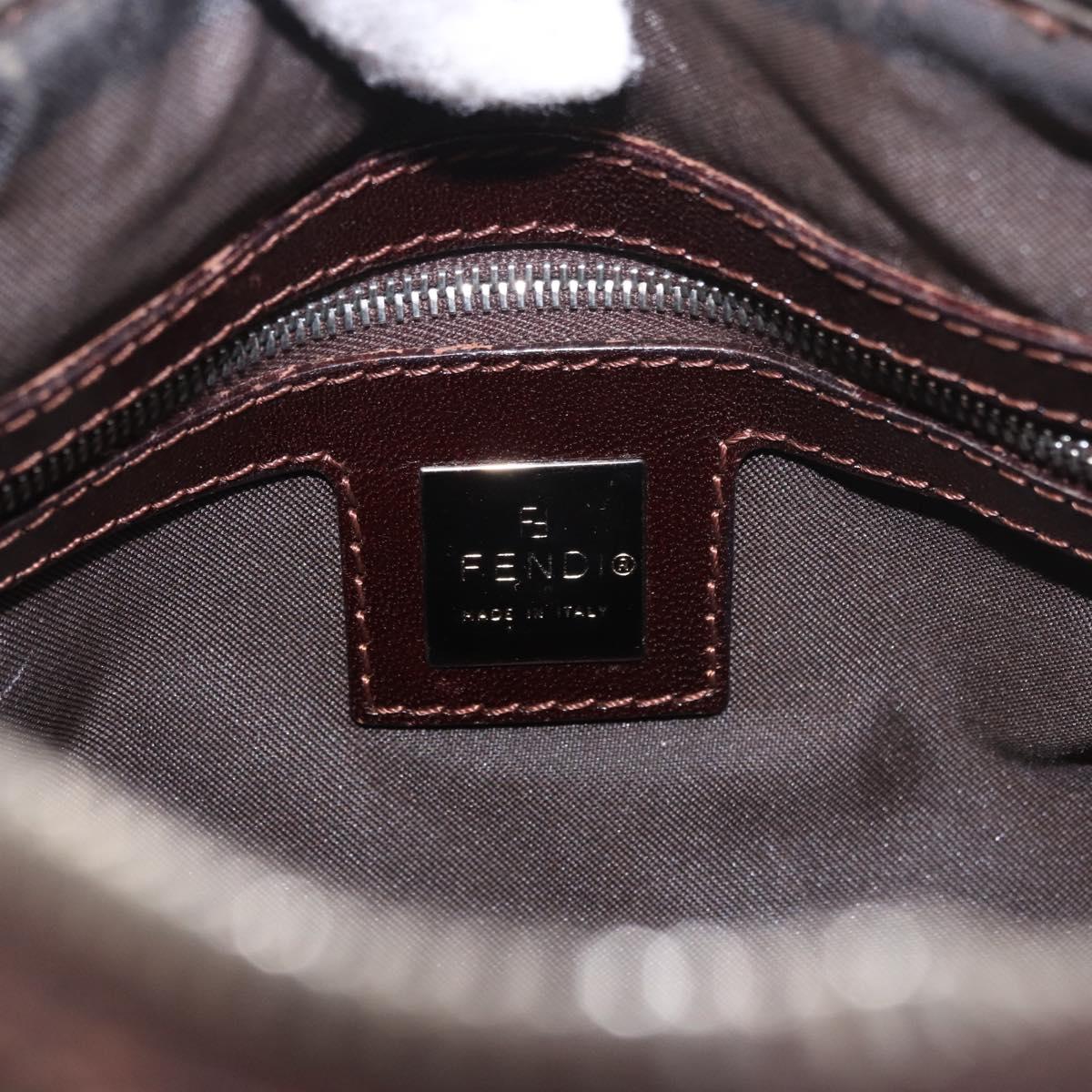 FENDI Zucca Canvas Hand Bag Black Brown Auth 189065