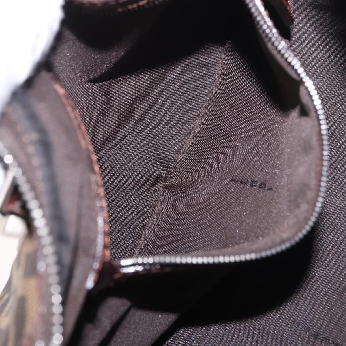 FENDI Zucca Canvas Hand Bag Black Brown Auth 189065