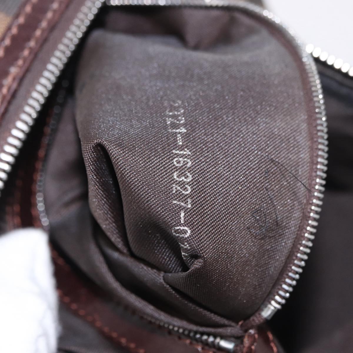 FENDI Zucca Canvas Hand Bag Black Brown Auth 189065
