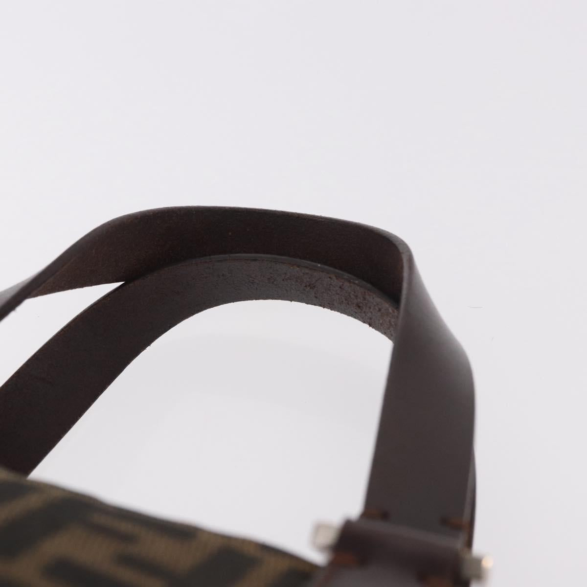 FENDI Zucca Canvas Hand Bag Black Brown Auth 189065