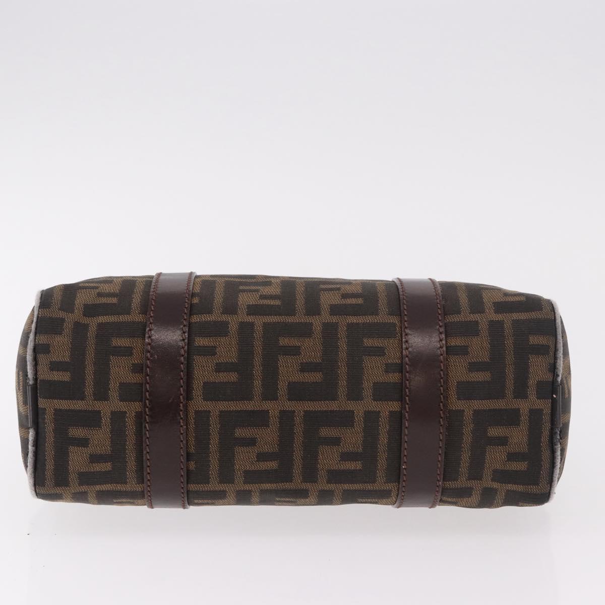 FENDI Zucca Canvas Hand Bag Black Brown Auth 189065