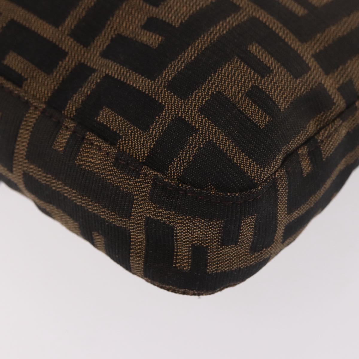 FENDI Zucca Canvas Mamma Baguette Shoulder Bag Black Brown Auth 189067V