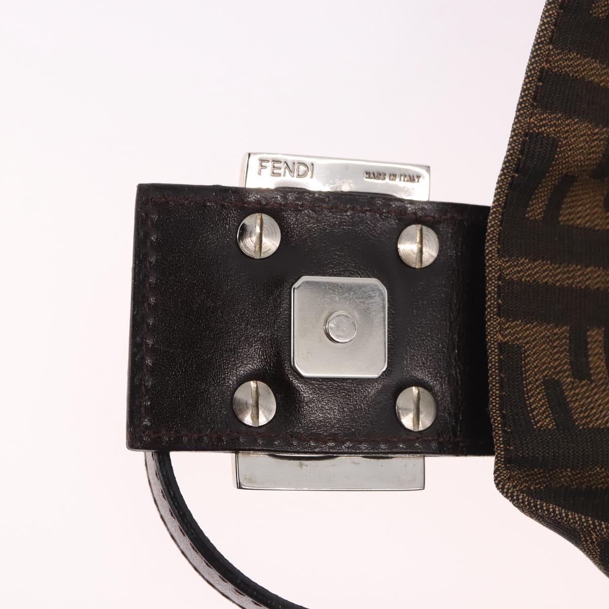 FENDI Zucca Canvas Mamma Baguette Shoulder Bag Black Brown Auth 189067V
