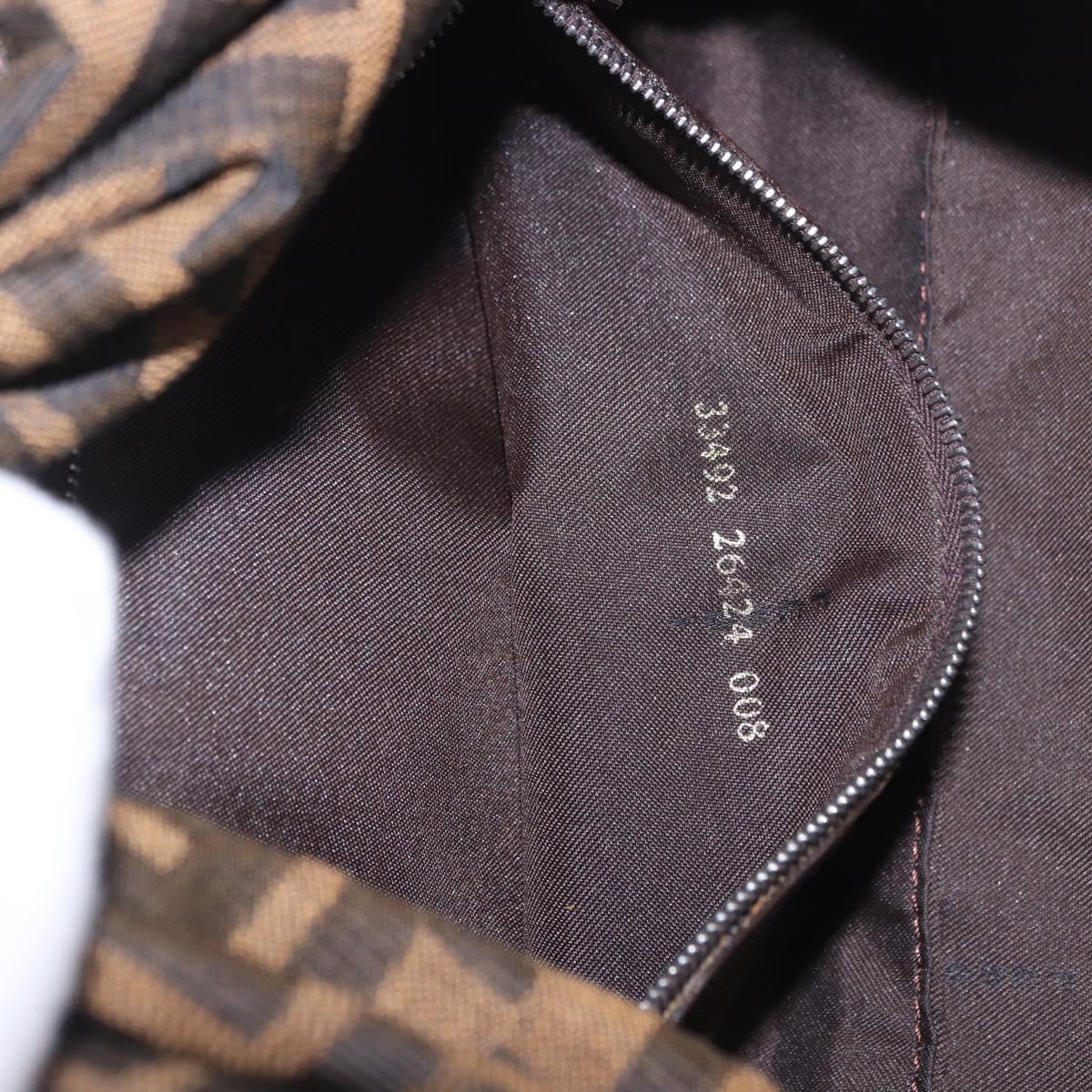 FENDI Zucca Canvas Mamma Baguette Shoulder Bag Black Brown Auth 189067V