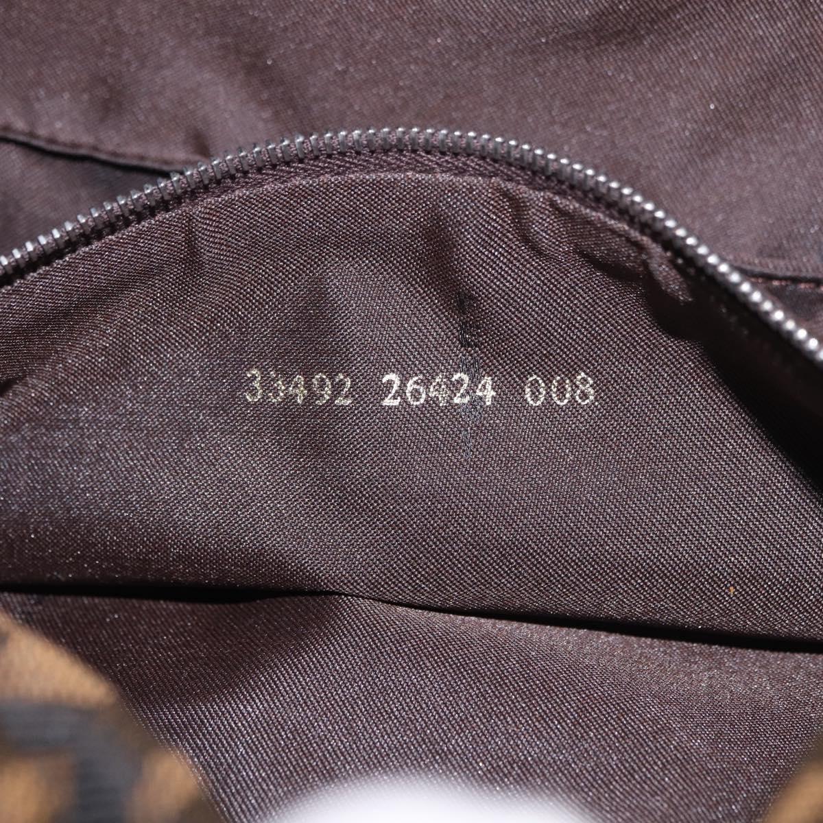 FENDI Zucca Canvas Mamma Baguette Shoulder Bag Black Brown Auth 189067V