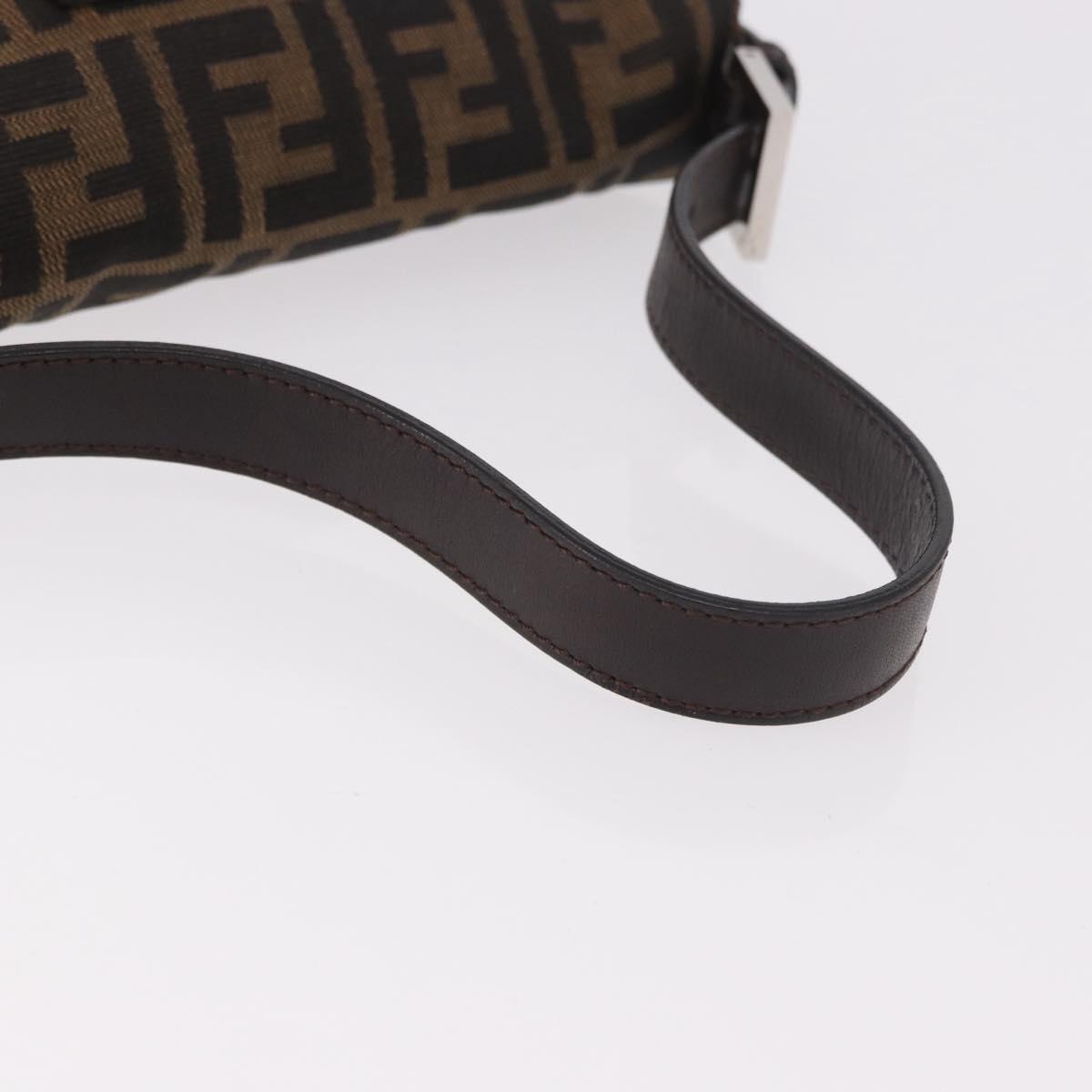 FENDI Zucca Canvas Mamma Baguette Shoulder Bag Black Brown Auth 189067V