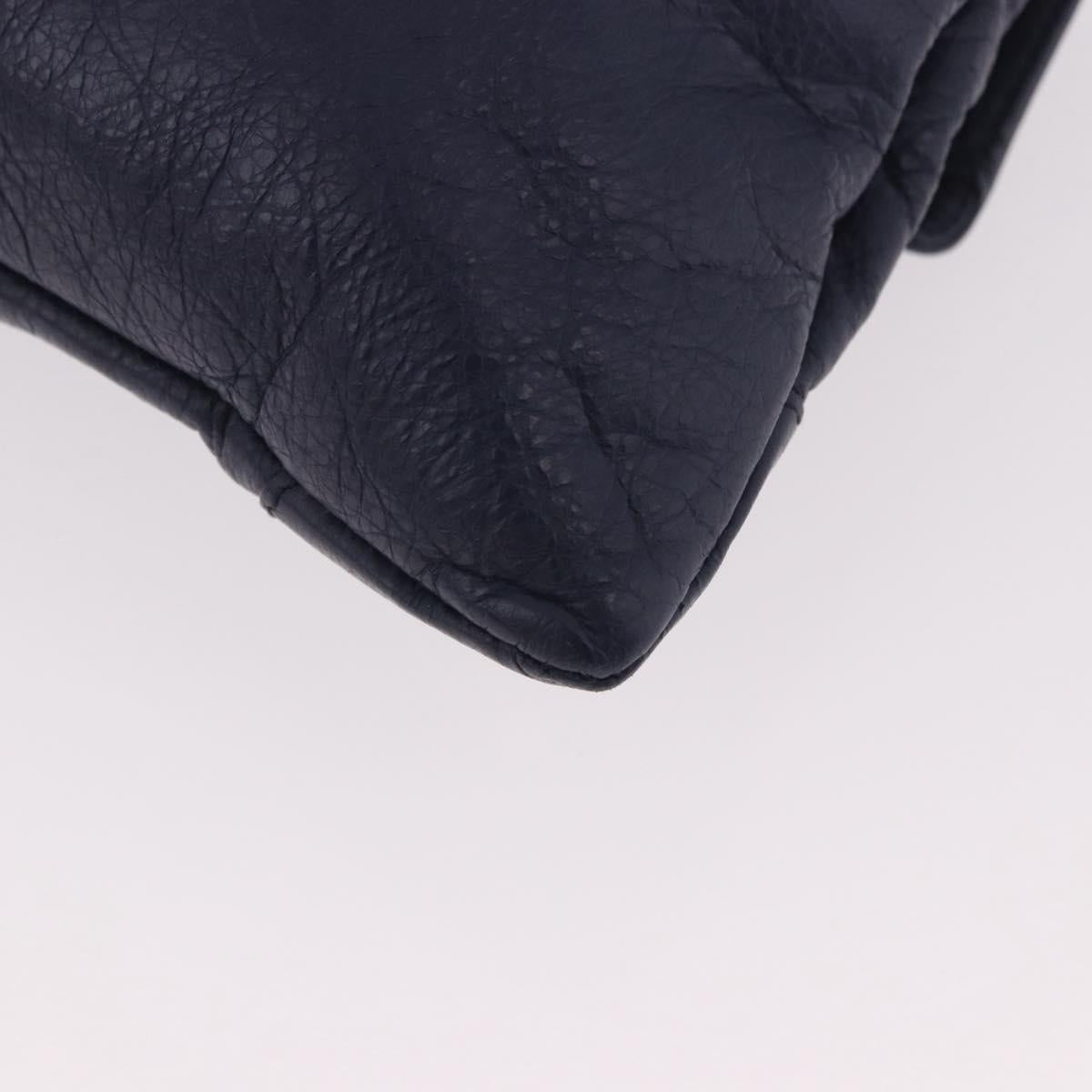 BALENCIAGA Classic Envelope Shoulder Bag Leather Navy Silver 319376 Auth 189069V