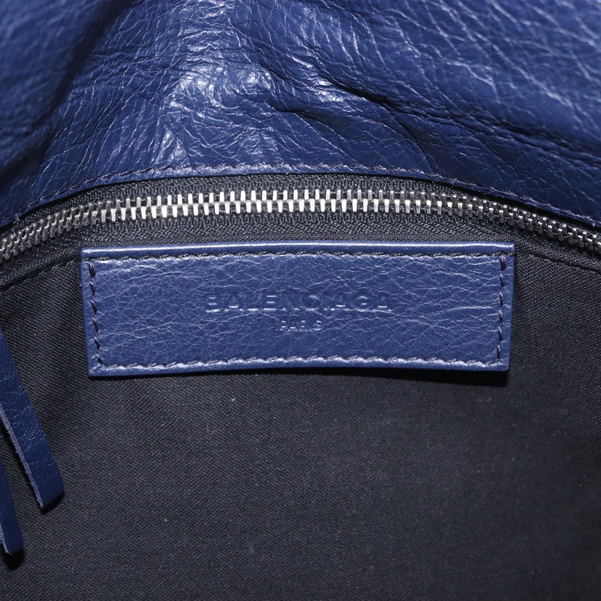 BALENCIAGA Classic Envelope Shoulder Bag Leather Navy Silver 319376 Auth 189069V