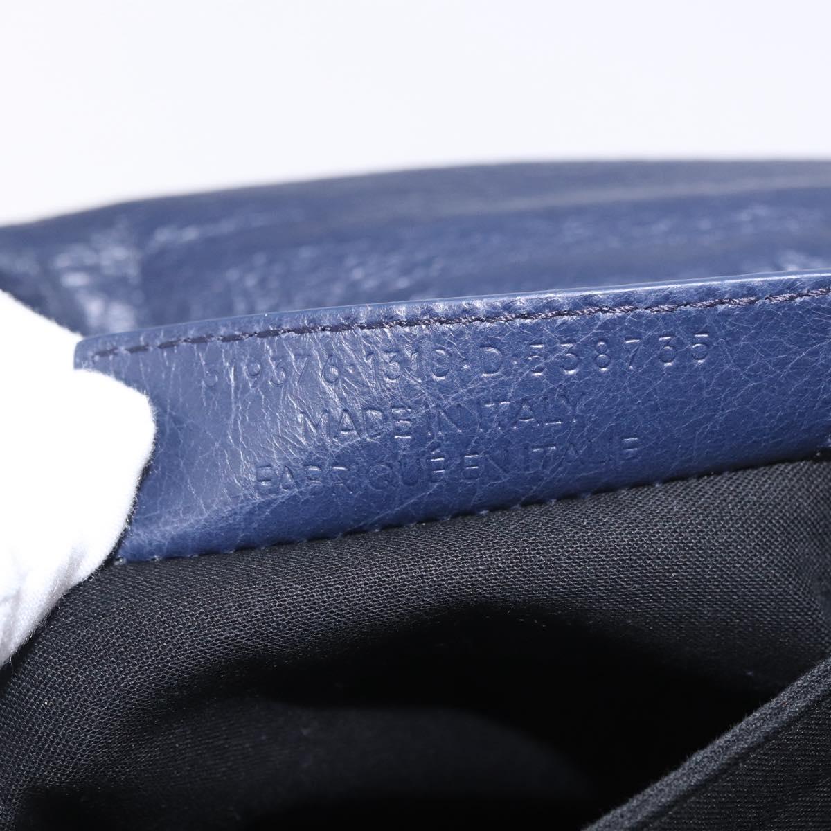 BALENCIAGA Classic Envelope Shoulder Bag Leather Navy Silver 319376 Auth 189069V