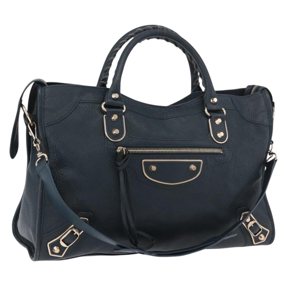 BALENCIAGA Classic Metallic Edge City Leather 2way Green 115748 Auth 189070SM