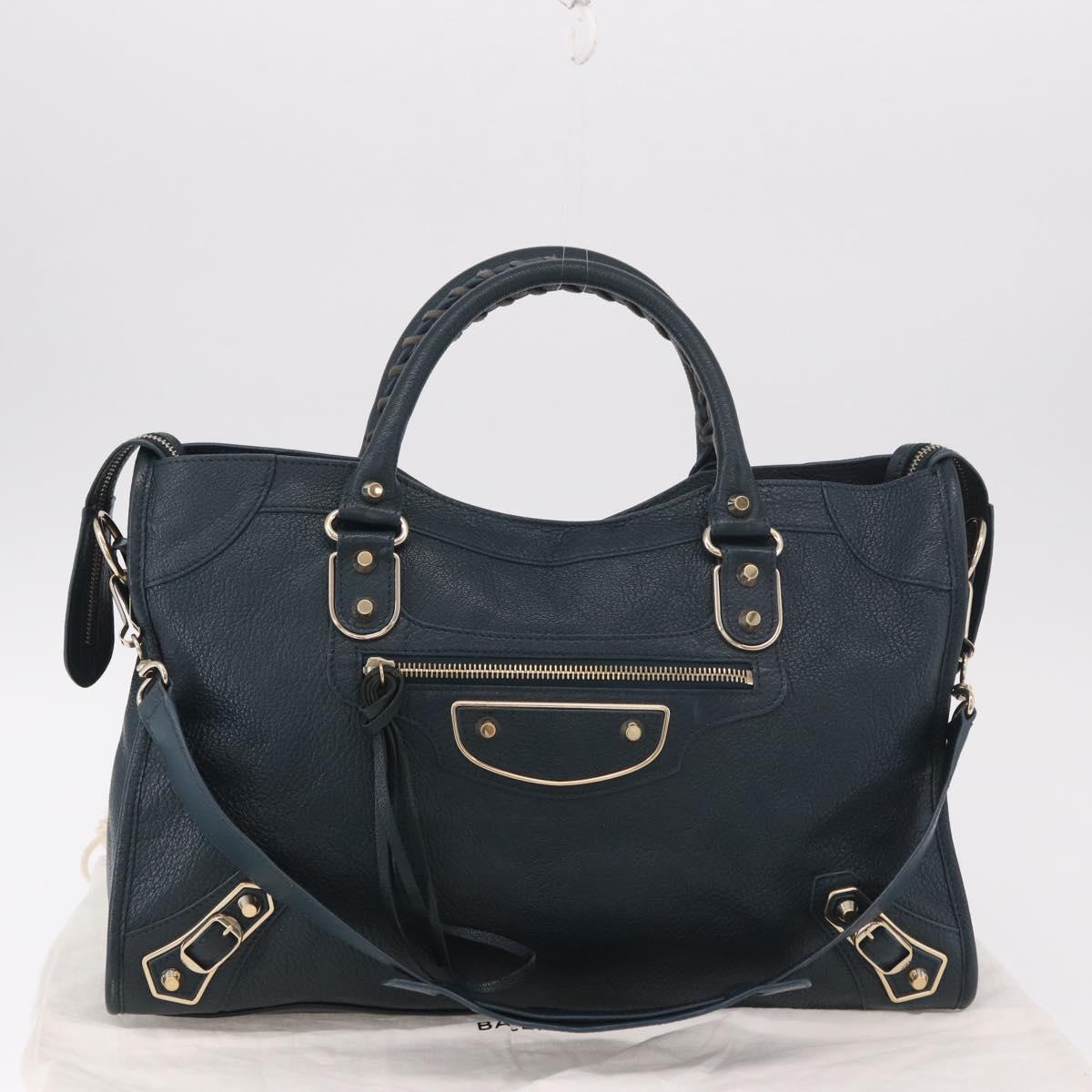 BALENCIAGA Classic Metallic Edge City Leather 2way Green 115748 Auth 189070SM
