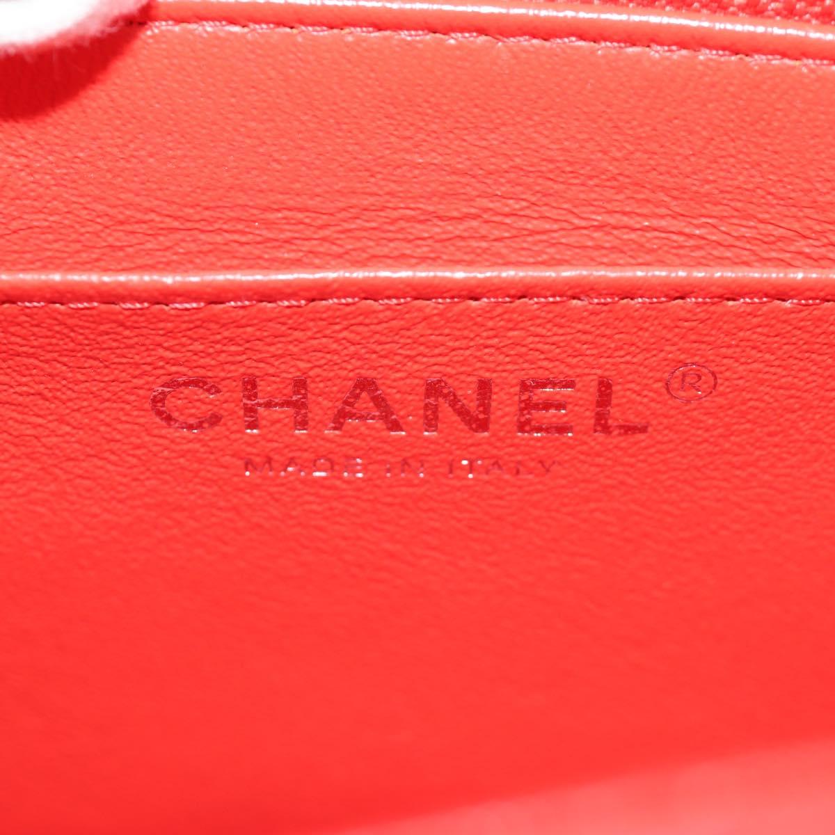CHANEL Mini Matelasse 17 Chain Bag Lamb Skin Red Silver CC Auth 189072SM