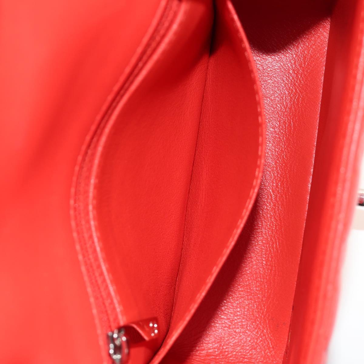 CHANEL Mini Matelasse 17 Chain Bag Lamb Skin Red Silver CC Auth 189072SM