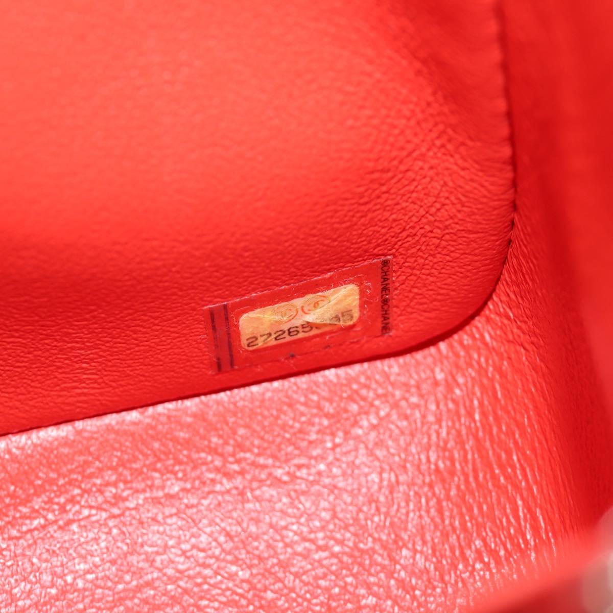 CHANEL Mini Matelasse 17 Chain Bag Lamb Skin Red Silver CC Auth 189072SM
