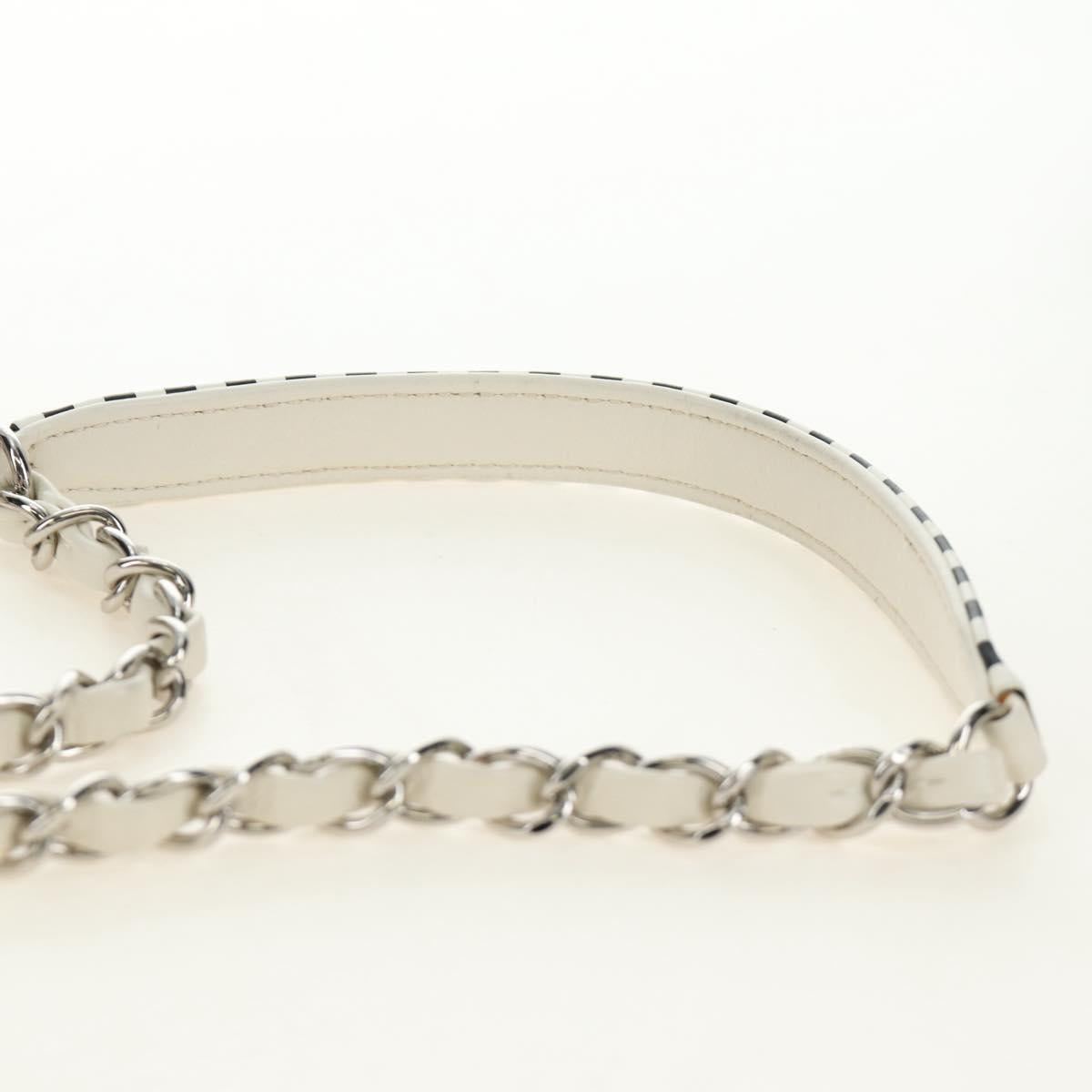 CHANEL CC Figley Matelasse Chain Bag Caviar Skin White Silver CC Auth 189075SM
