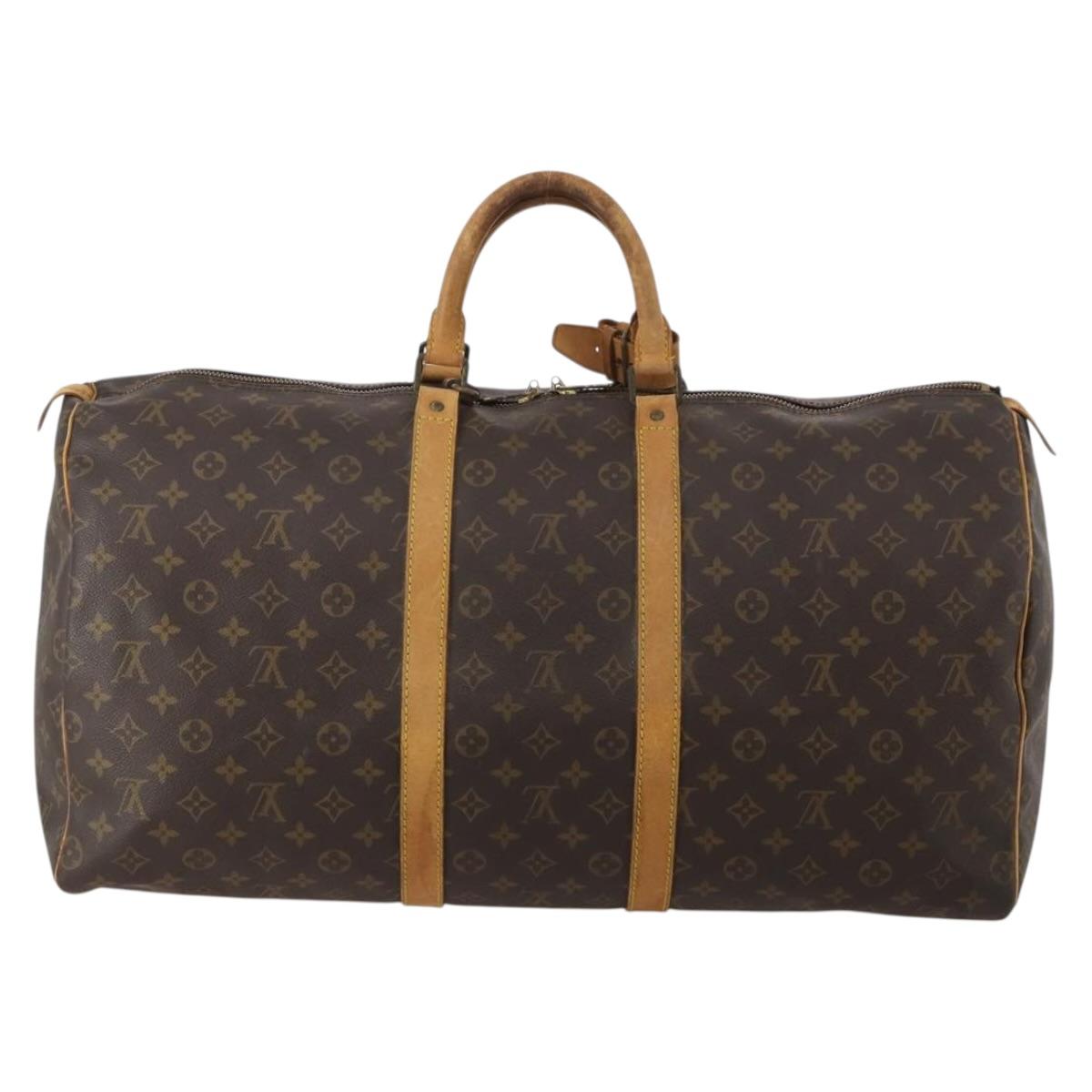 LOUIS VUITTON Monogram Keepall 55 Boston Bag M41424 LV Auth 189079A