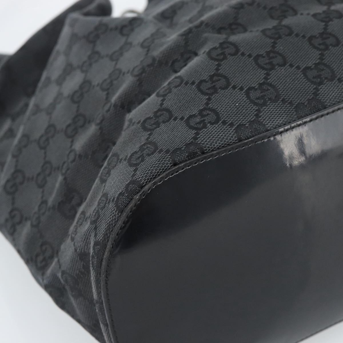 GUCCI GG Canvas Shoulder Bag Black Silver 001 3738 Auth 189092A