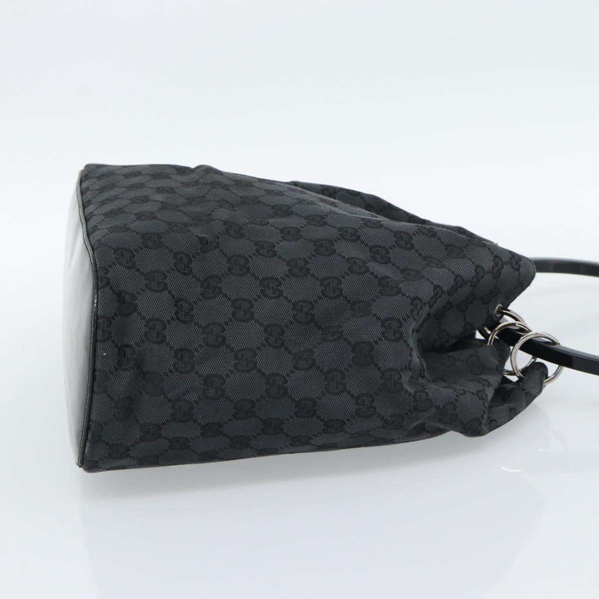 GUCCI GG Canvas Shoulder Bag Black Silver 001 3738 Auth 189092A