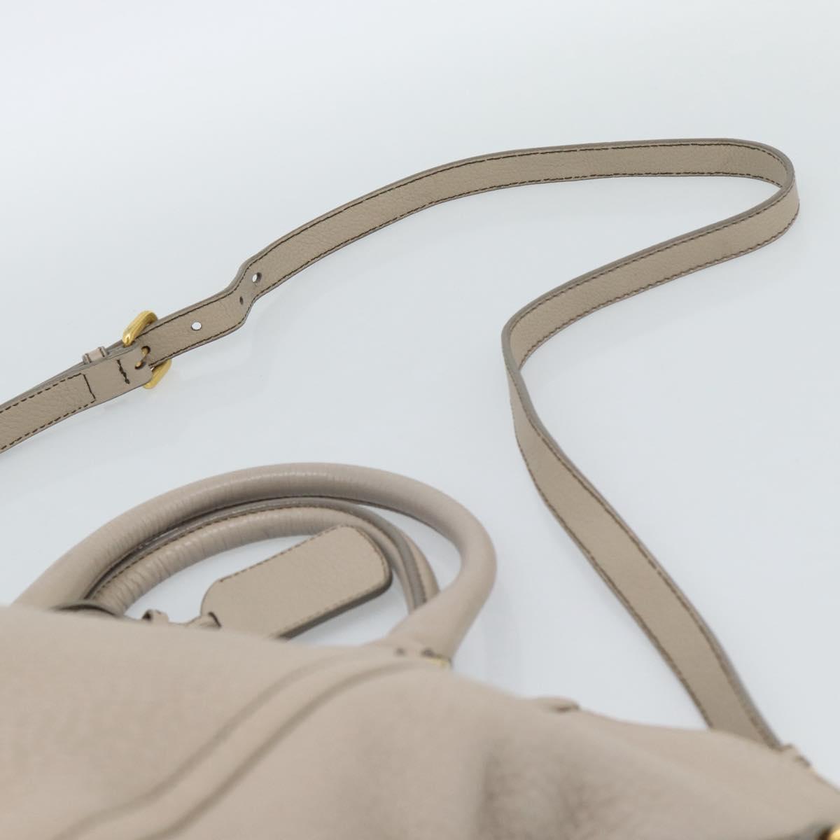 PRADA Hand Bag Vittero Dino Leather Beige Gold Auth 189096A