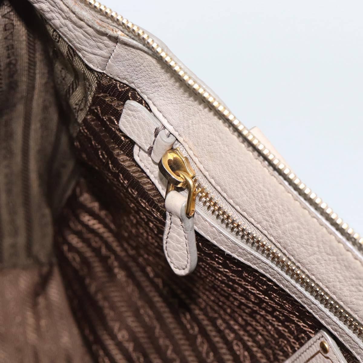 PRADA Hand Bag Vittero Dino Leather Beige Gold Auth 189096A