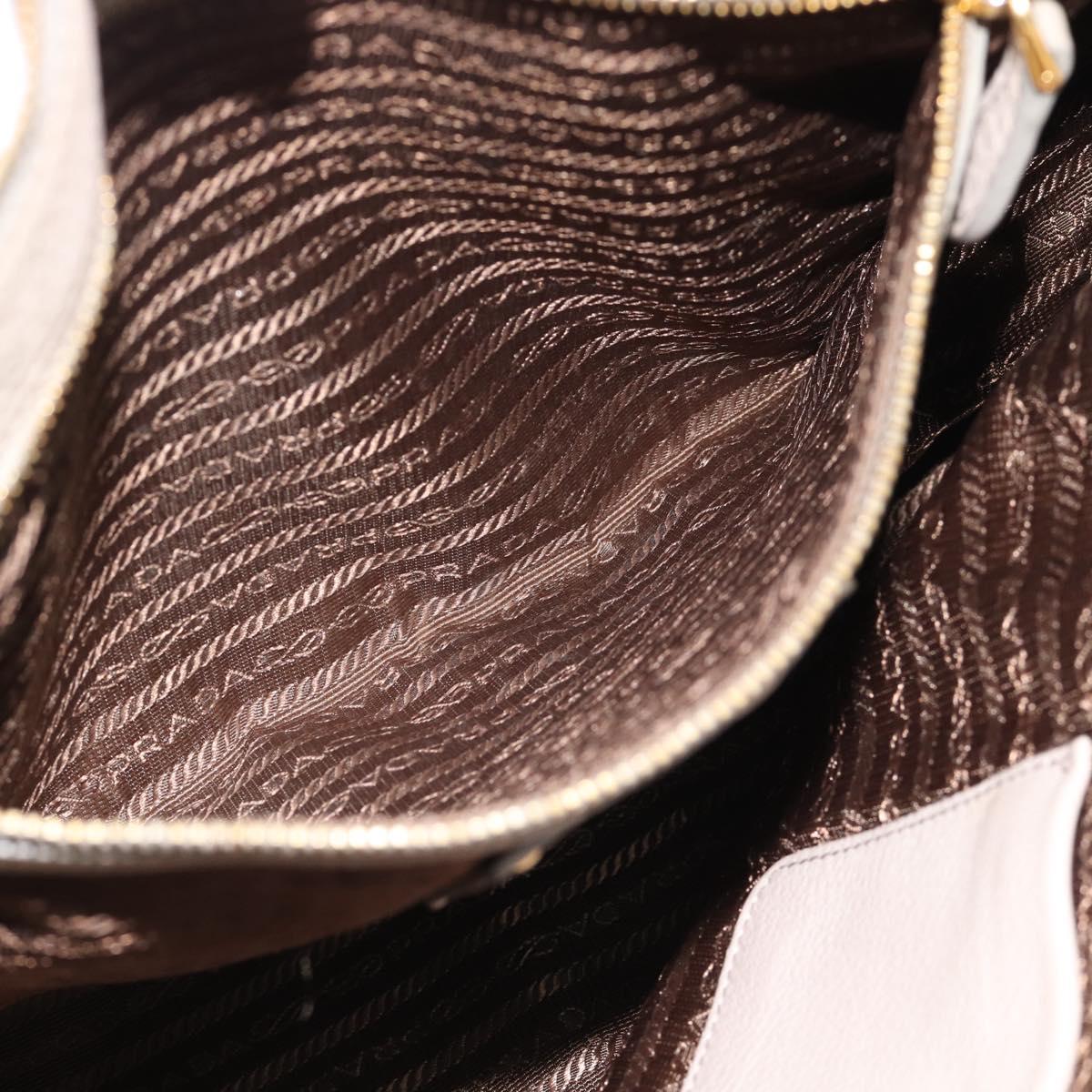 PRADA Hand Bag Vittero Dino Leather Beige Gold Auth 189096A