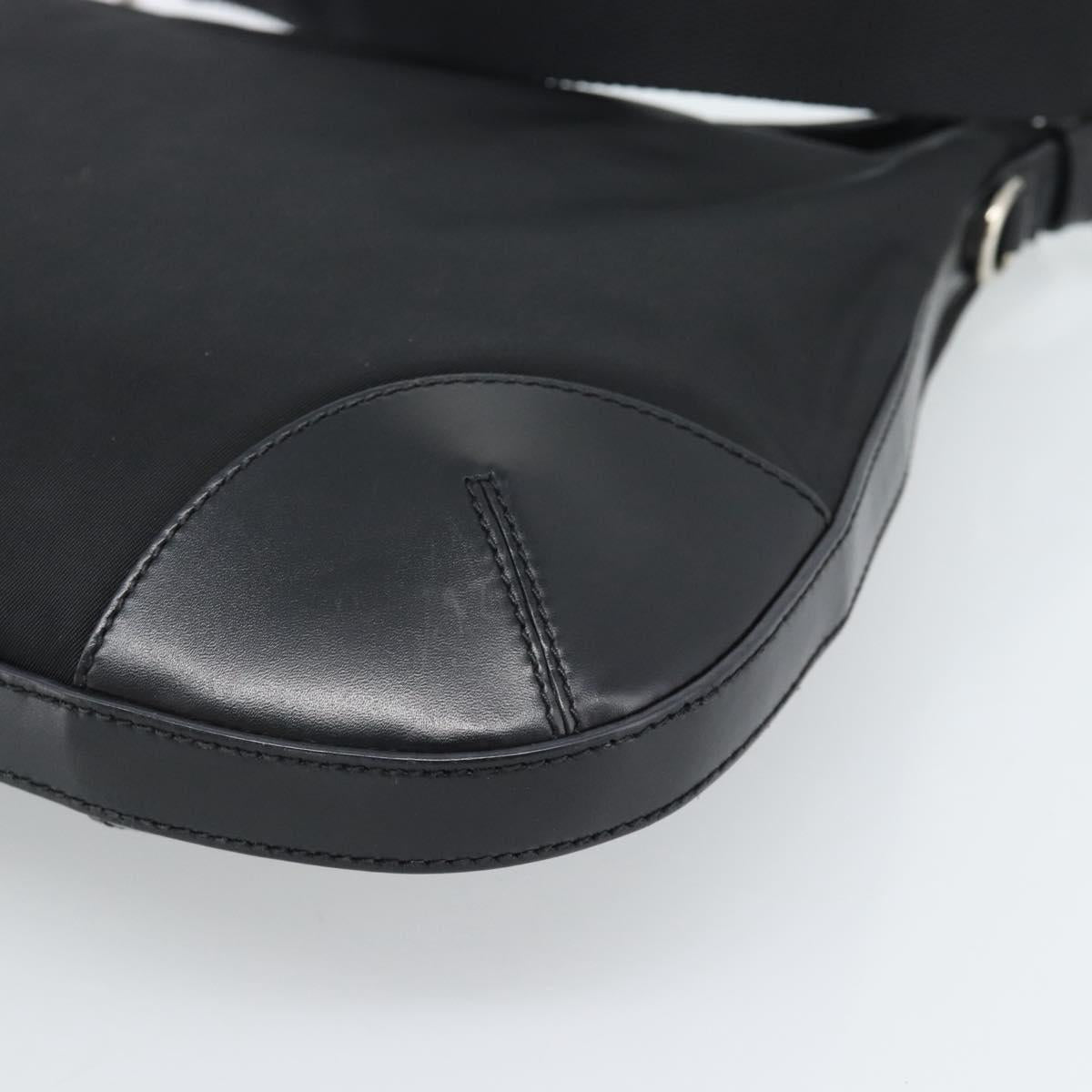 PRADA Shoulder Bag Nylon Black Silver Auth 189098A