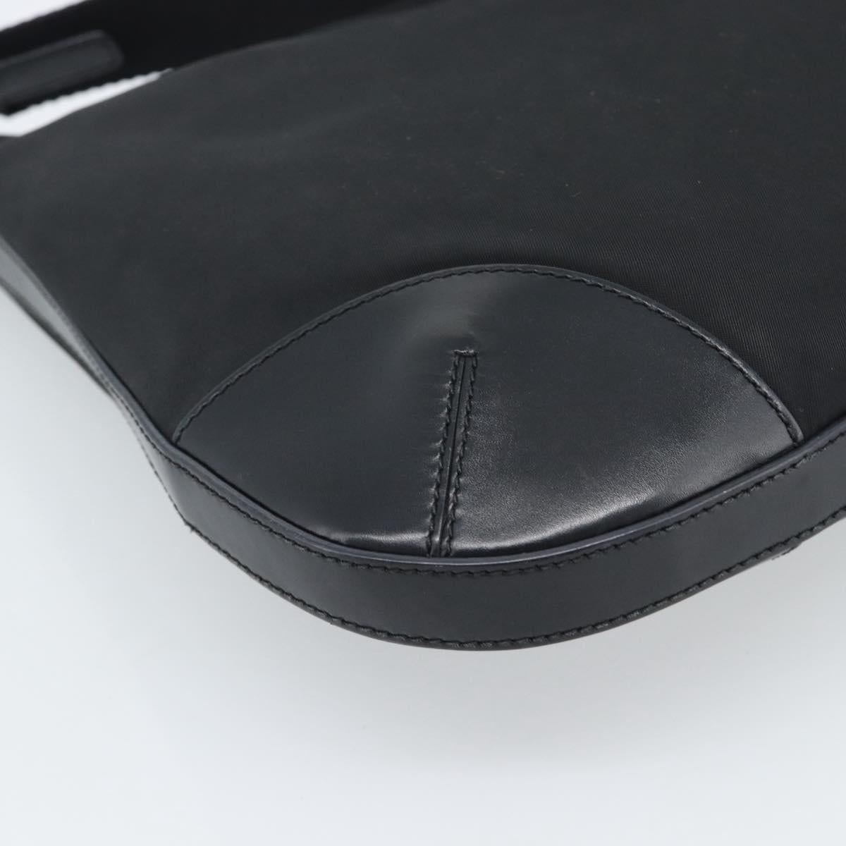 PRADA Shoulder Bag Nylon Black Silver Auth 189098A